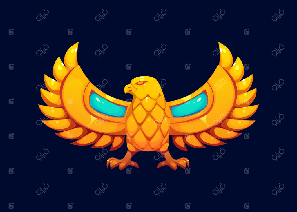 شاهین طلایی کارتونی با بال‌های گشوده