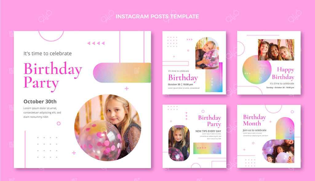 پست‌های اینستاگرام تولد با بافت گرادینت