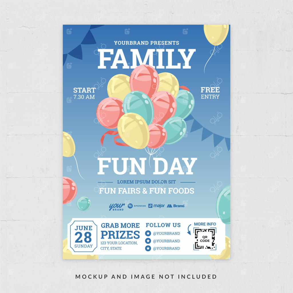 قالب بروشور روز خانوادگی با تم آبی به صورت وکتور v1