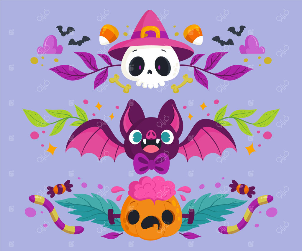 مجموعه مرزهای دست‌کشیده تخت برای هالووین