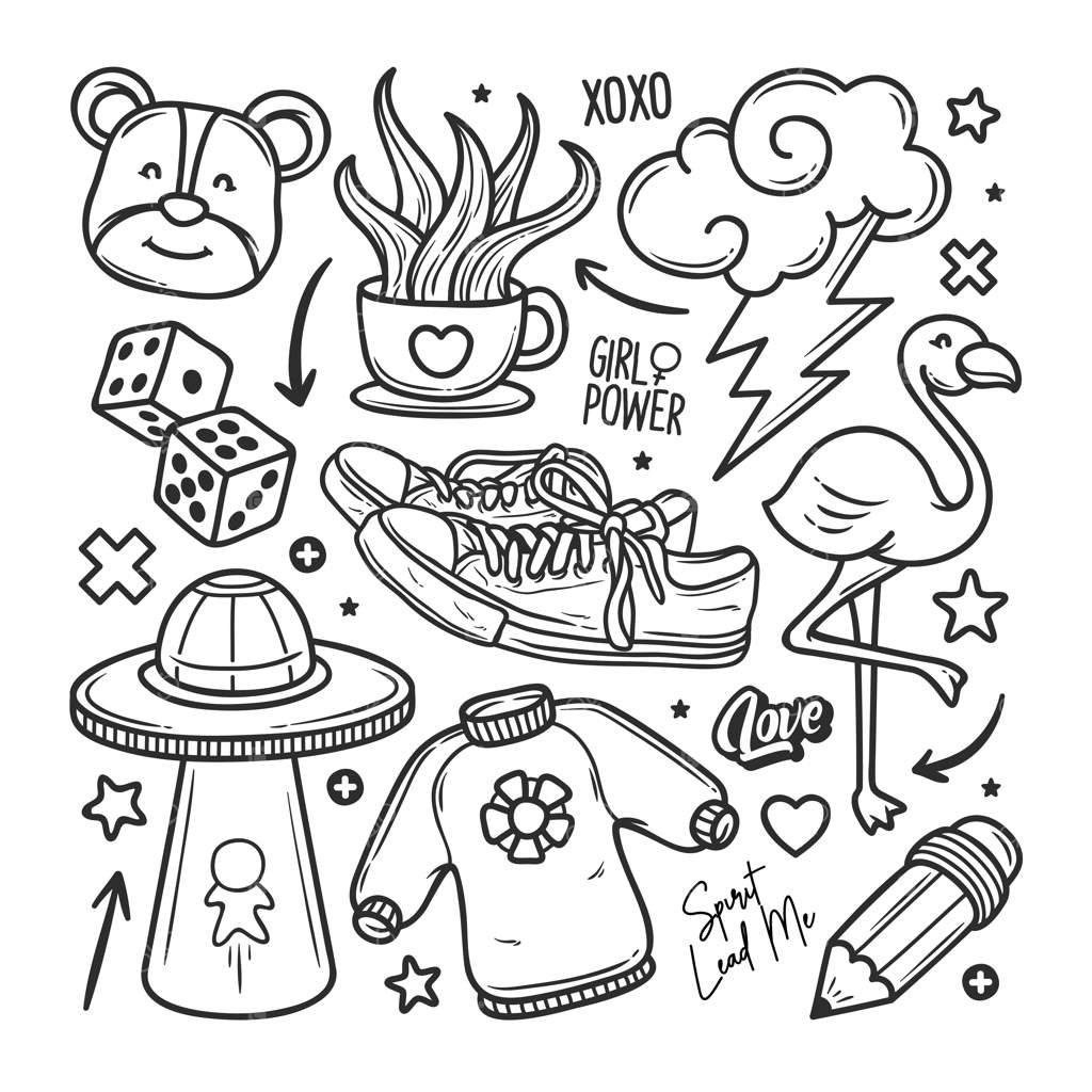 استیکرهای طراحی شده دستی و دودل