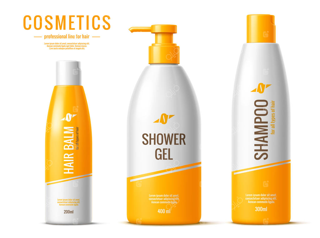 پکیج بطری‌های نرم‌کننده مو، شامپو و ژل دوش