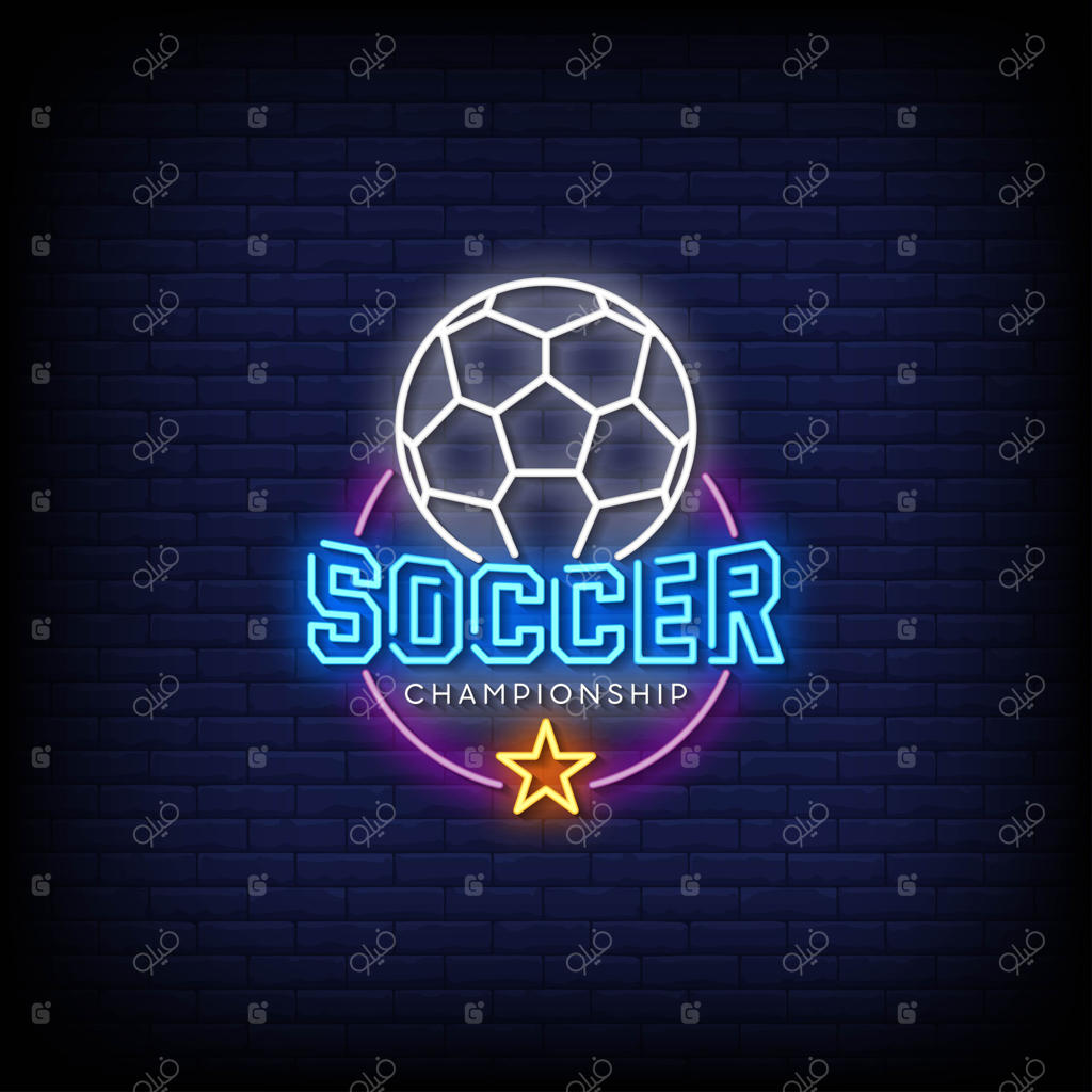 متن به سبک تابلو نئون برای لوگوی قهرمانی فوتبال