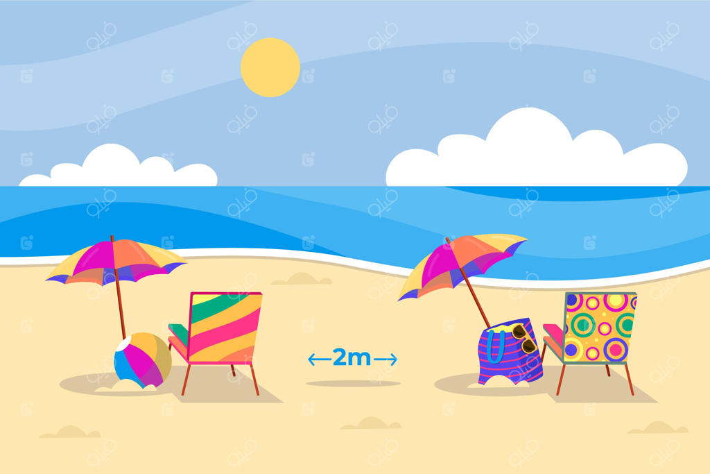 چترهای ساحلی و رعایت فاصله‌گذاری اجتماعی