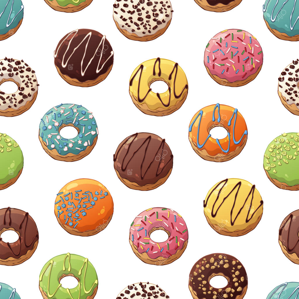 طرح دونات‌های وکتوری با تزئینات رویه‌دار