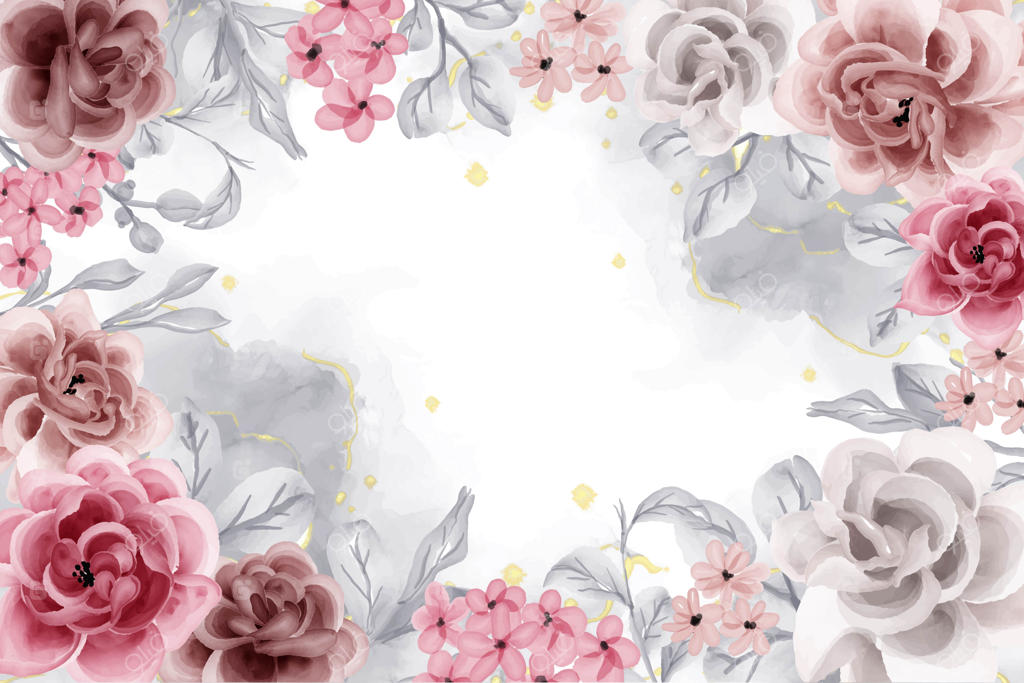 زمینه آبرنگی گل رز به رنگ قهوه‌ای و زرشکی