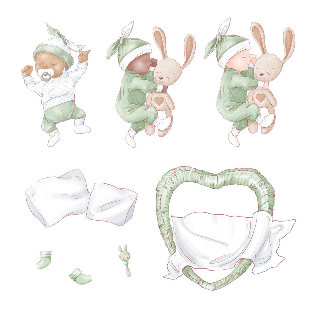 سرویس تولد و حمام نوزاد، طراحی دستی