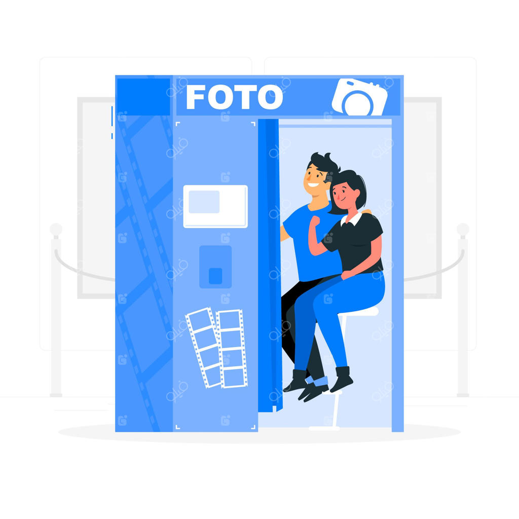 تصویرسازی مفهومی زوج در کابین عکاسی