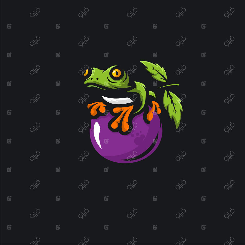 طرح قورباغه سبز و میوه‌ها