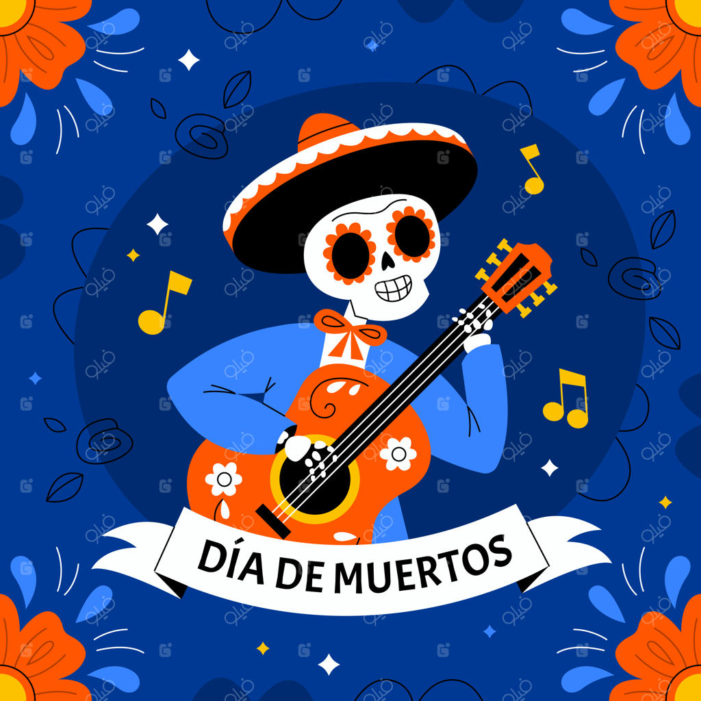 تصویرسازی جشن روز مردگان به سبک فلت