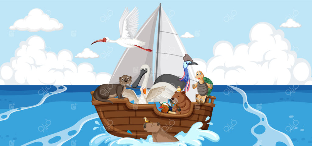 حیوانات وحشی بر روی قایق