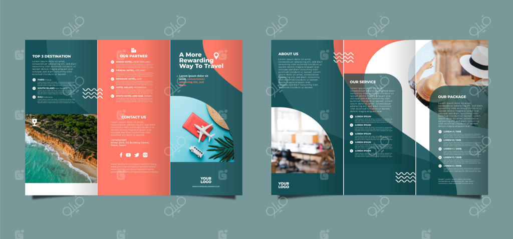 طراحی بروشور سه‌لت‌ای انتزاعی