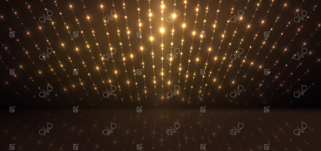 خطوط درخشان طلایی با افکت نورانی و جذاب روی پس‌زمینه مشکی: الگوی طراحی جایزه لوکس.