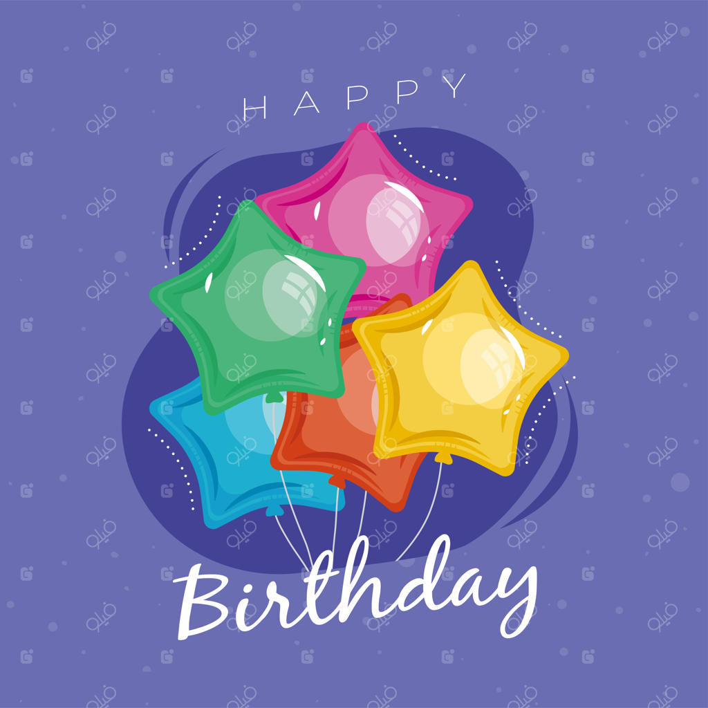 کارت تبریک تولدت مبارک با تزیین ستاره‌های درخشان
