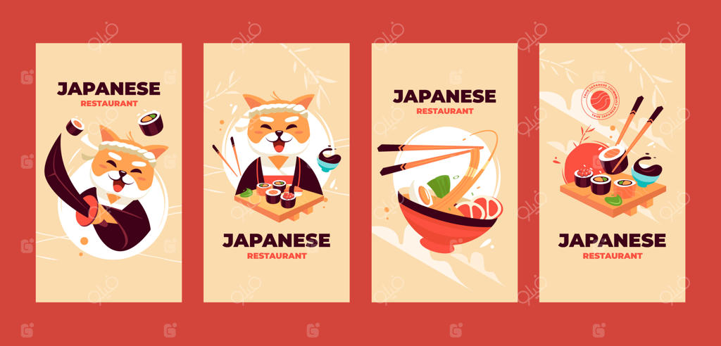 مجموعه استوری اینستاگرام برای رستوران ژاپنی مدرن