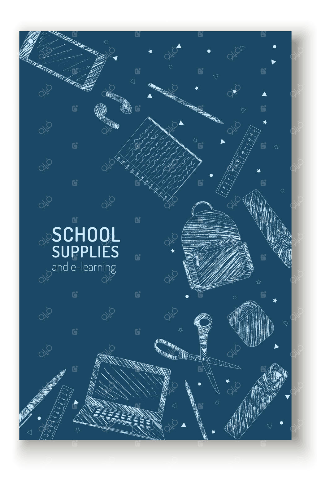 لوازم تحریر و آموزش: پس‌زمینه‌ای با سبک مداد رنگی