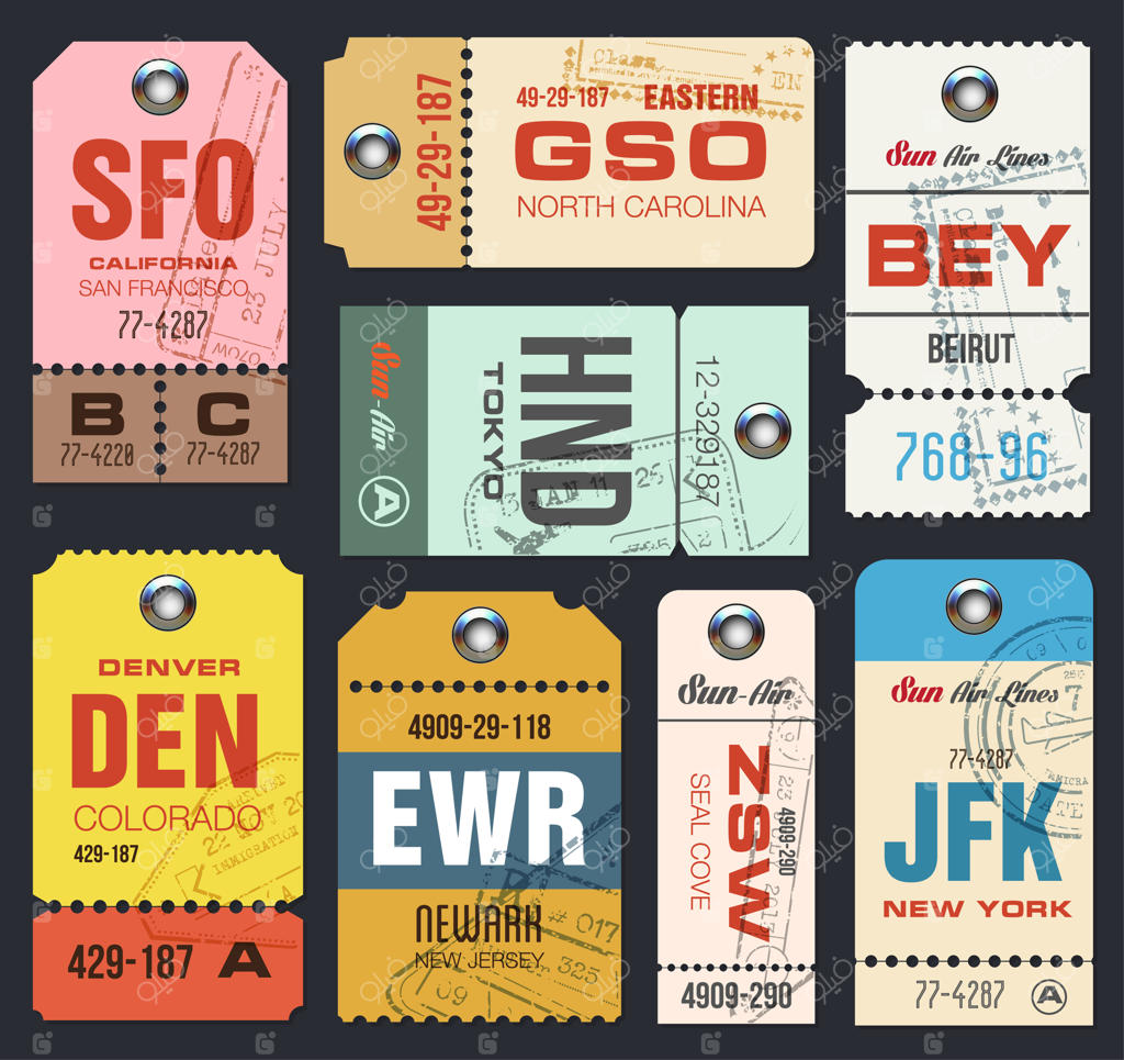 برچسب‌های هواپیمایی آماده: فهرست راهنما برای مسافران.