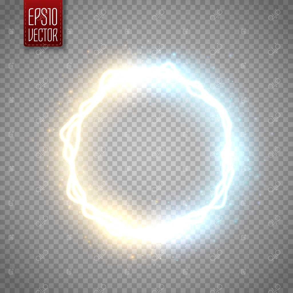 قاب گرد درخشان با ذرات نورانی و افکت الکتریسیته