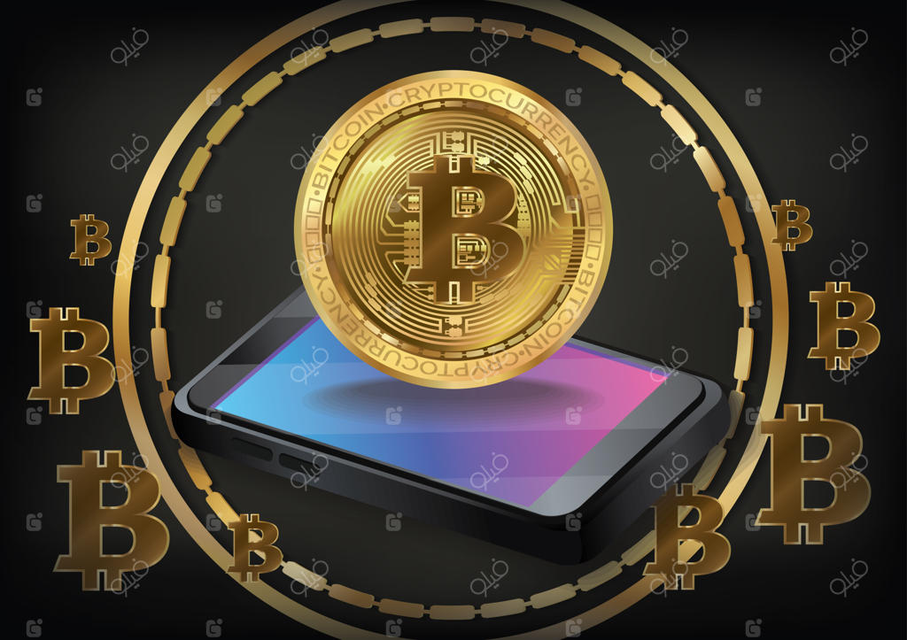 تصویر سازی دیجیتال سکه بیت‌کوین وکتور