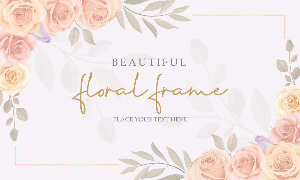 طراحی بنر قاب گلدار زیبا با گل‌های رز شکفته در رنگ‌های نرم