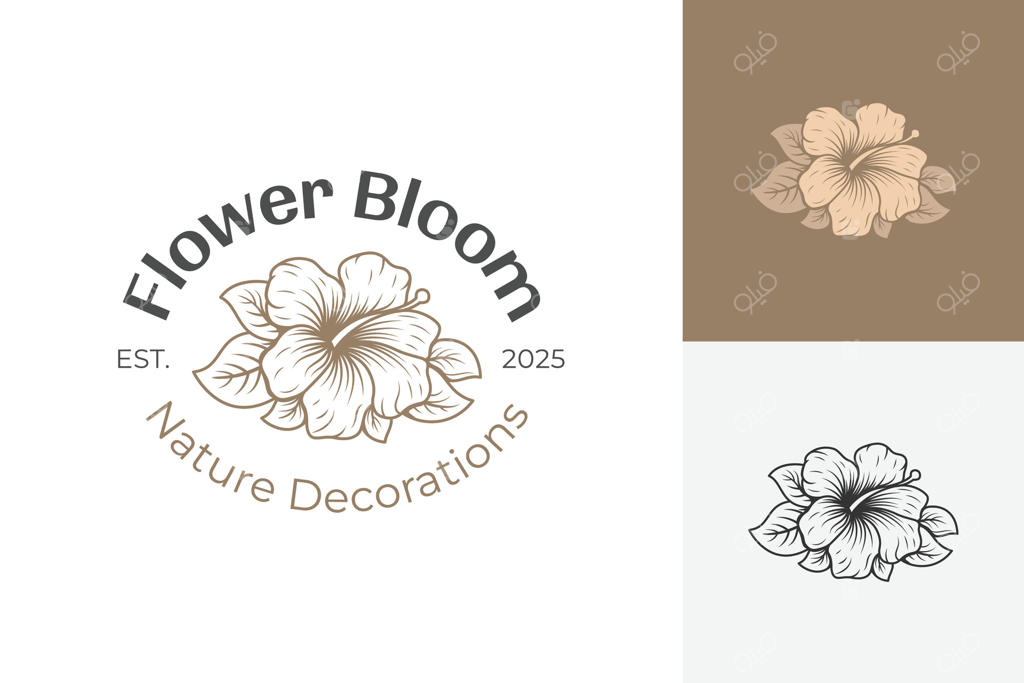 گل خطی طلایی وینتیج و شیک برای طراحی آیکون لوگو و عناصر دعوتنامه عروسی