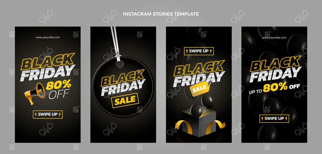 مجموعه استوری‌های اینستاگرام برای بلک فرایدی با طراحی ساده و شیک