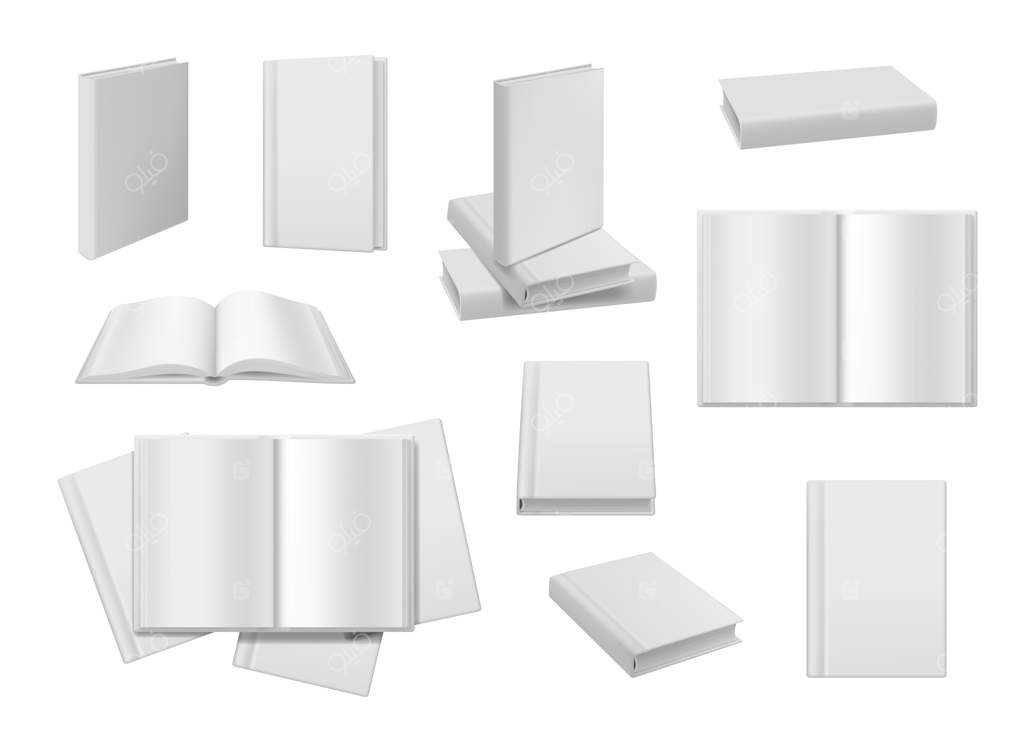 مدل‌سازی کتاب: مجموعه قالب‌های واقعی صفحات کتاب سفید باز و بسته