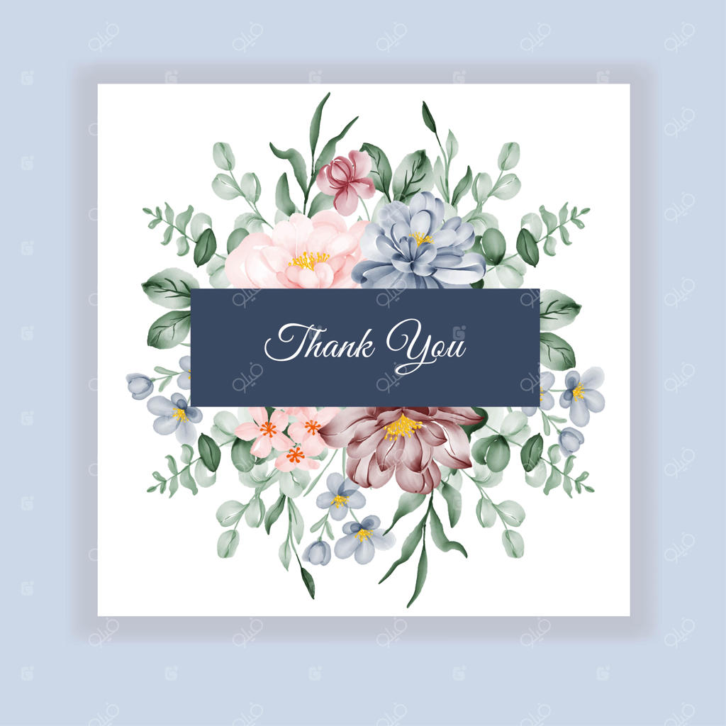 کارت دعوت عروسی زیبا با گل‌های صورتی، آبی و زرشکی