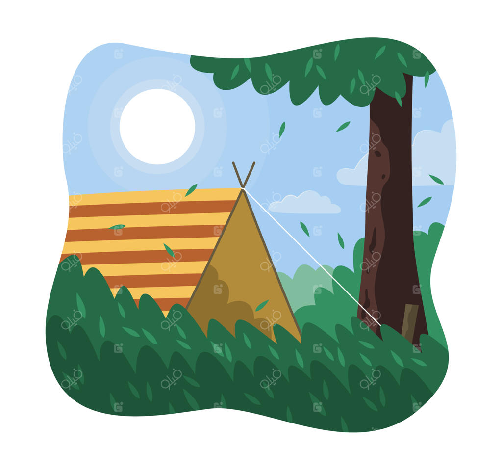 طرح مفهومی تابستان با کمپینگ در طبیعت