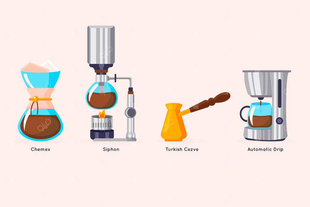 بسته‌ای از متد‌های دم‌کردن قهوه با طراحی تخت