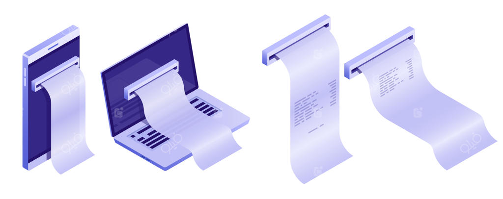 ست رسید خرید نقدی و اسناد مالی.