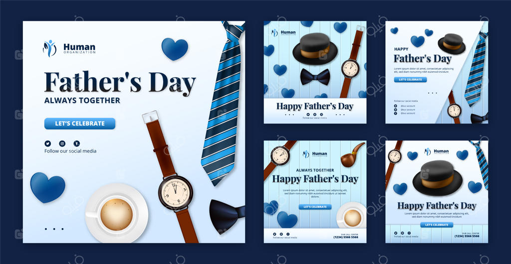 مجموعه پست‌های اینستاگرامی روز پدر با طراحی گرادیانت