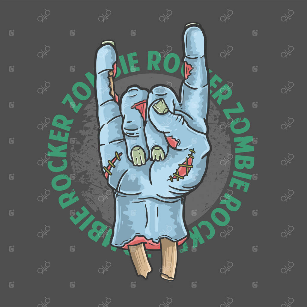 تصویر وکتور هالووینی از دست راکر زامبی