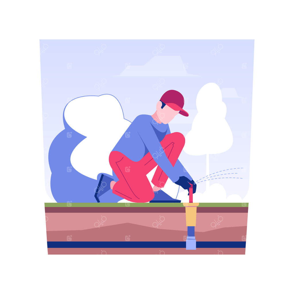 نصب سیستم آبیاری چمن - تصویر برداری مفهومی