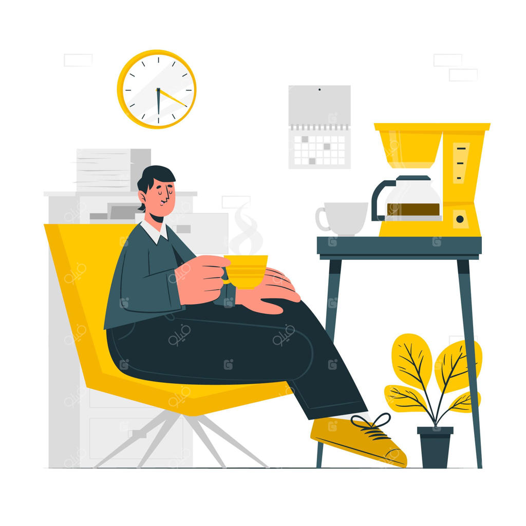 تصویرسازی مفهوم استراحت با قهوه