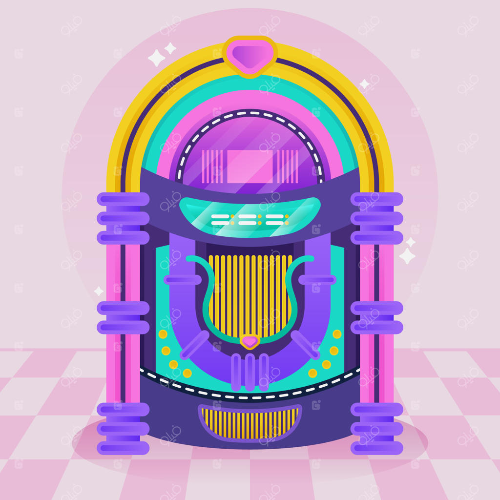 تصویرسازی جعبه موسیقی با طراحی تخت