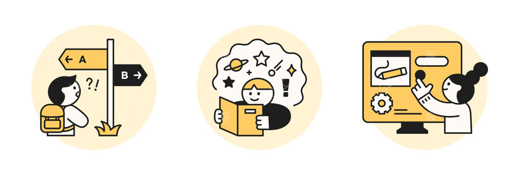 تصویرسازی مفهومی آموزش و تابلو راهنما؛ کاوش دانش و گردآوری اطلاعات گوناگون توسط افراد