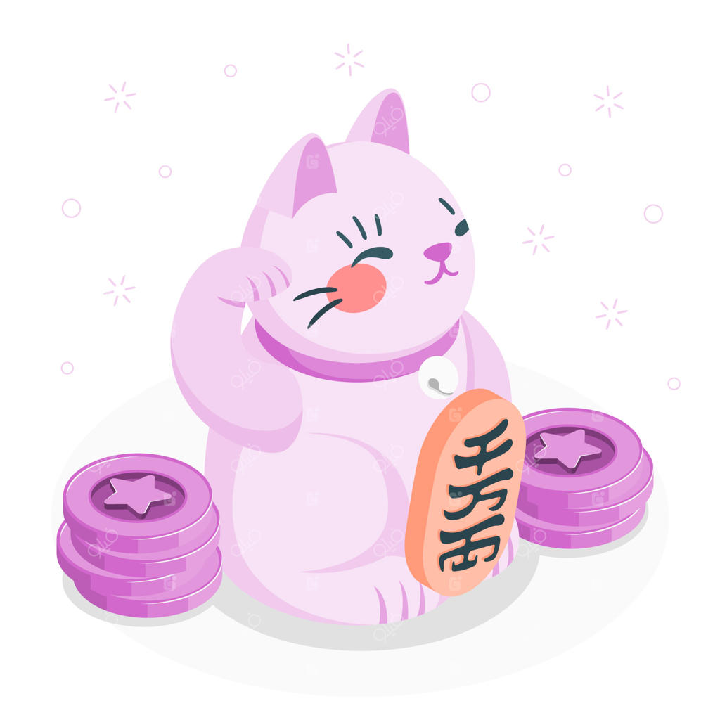 تصویرسازی مفهوم گربه خوش‌شانس