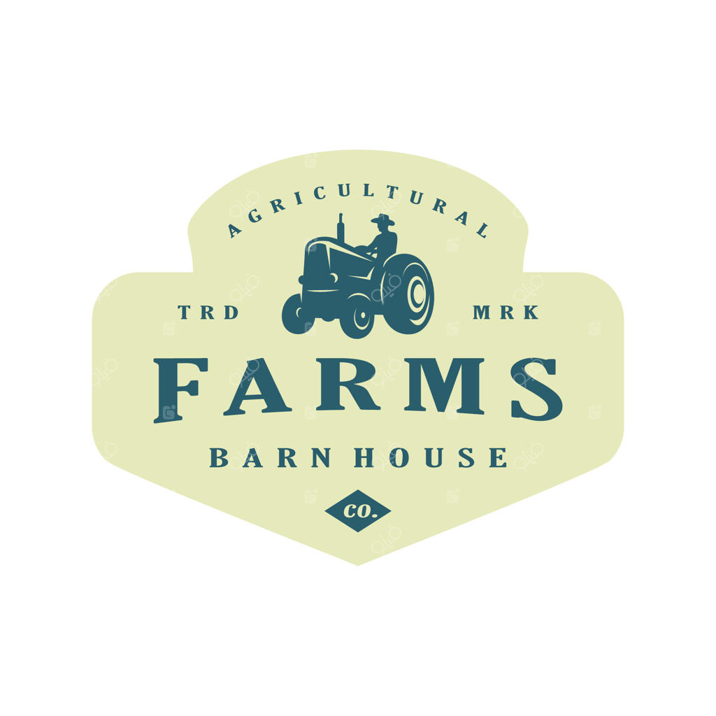 طرح لوگو وینتیج تراکتور و مزرعه - پترن آماده برای استفاده