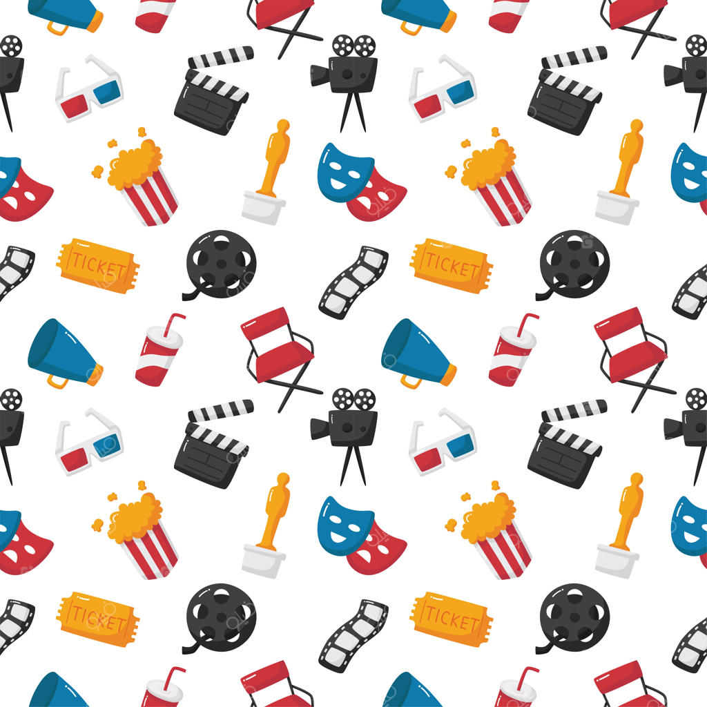 پترن بی‌وقفه سینما بر روی پس‌زمینه سفید