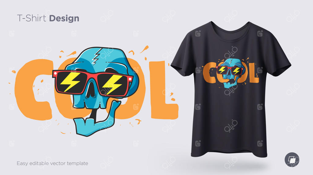 چاپ تصویر بامزه اسکلت روی تی‌شرت، سویشرت و سوغاتی‌ها به صورت وکتور