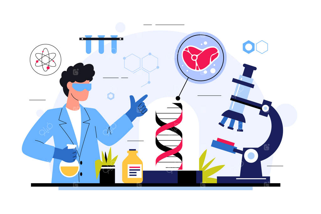 تصویر دست‌کشیده گوشت کشت شده در آزمایشگاه