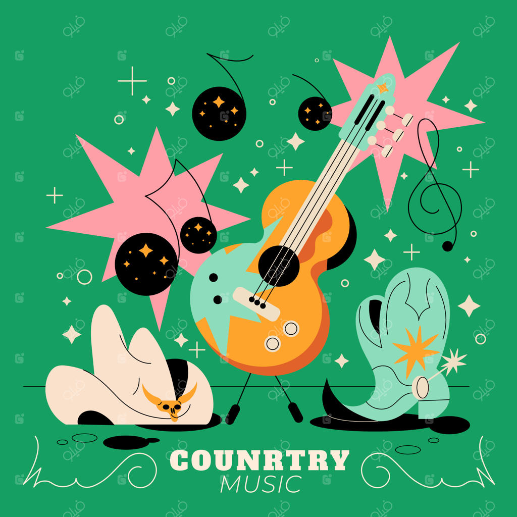 تصویرسازی موسیقی کانتری با طراحی دستی