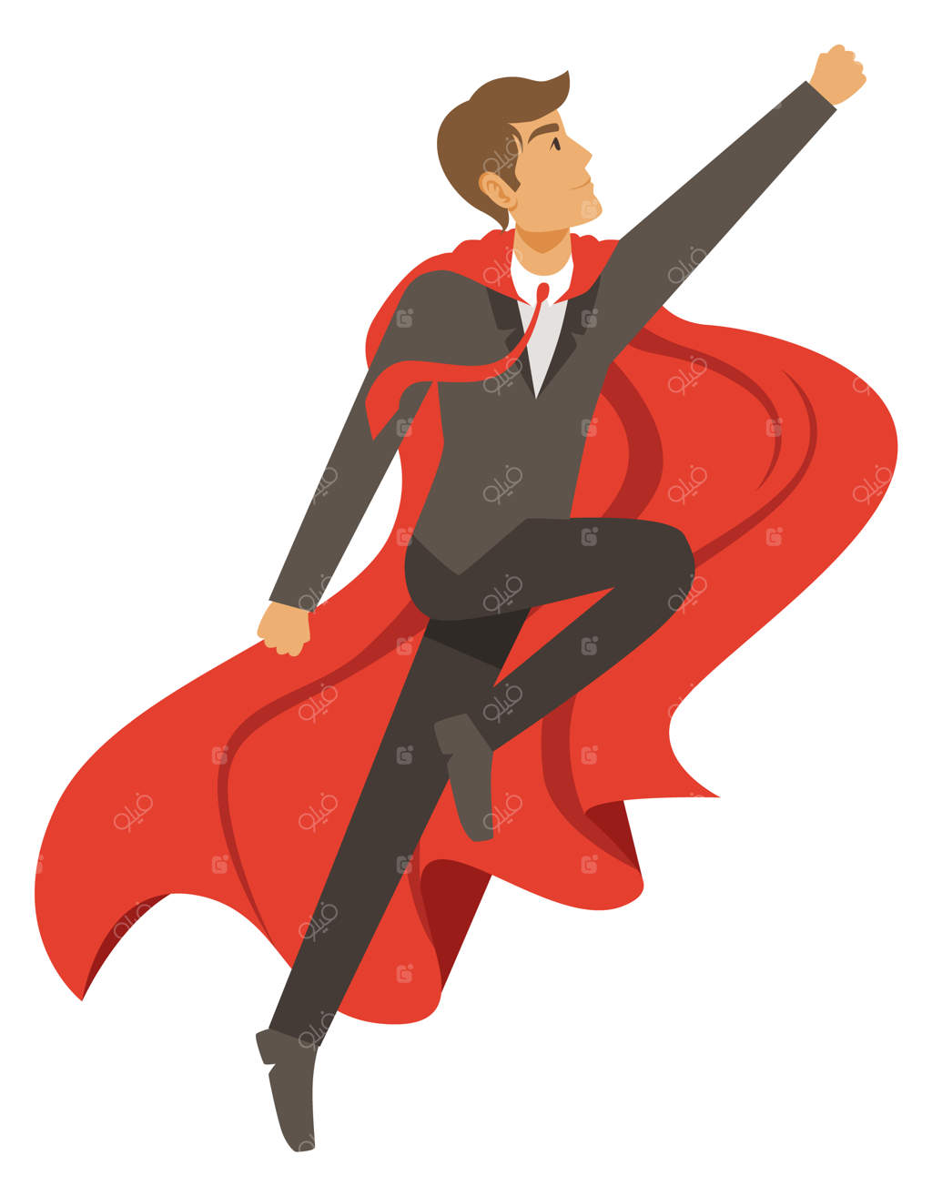 کارتون شخصیت مرد قهرمان با شنل قرمز
