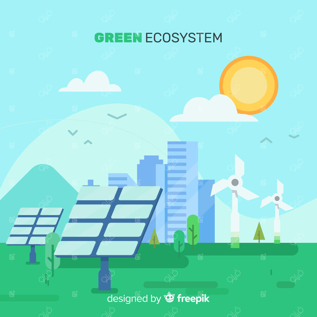 مفهوم اکوسیستم با سلول‌های خورشیدی