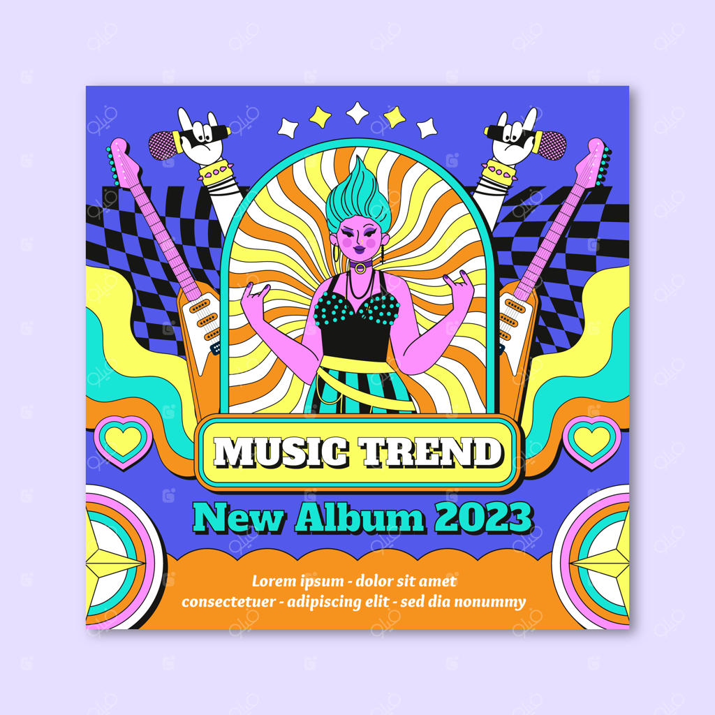 قالب نقاشی دستی کاور آلبوم