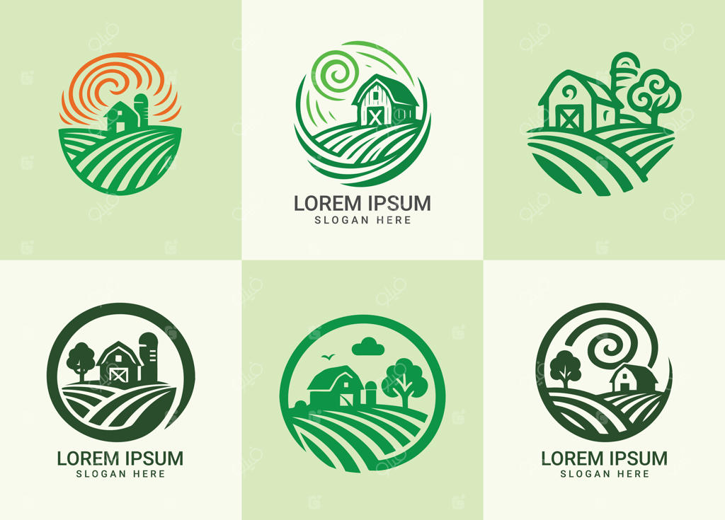 وکتور حرفه‌ای لوگوهای جذاب مزرعه برای برندسازی کشاورزی