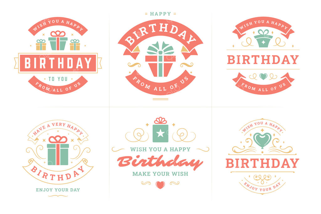 برچسب و نشان‌های قرمز وینتج برای طراحی کارت تبریک - طراحی تخت برای تولد مبارک