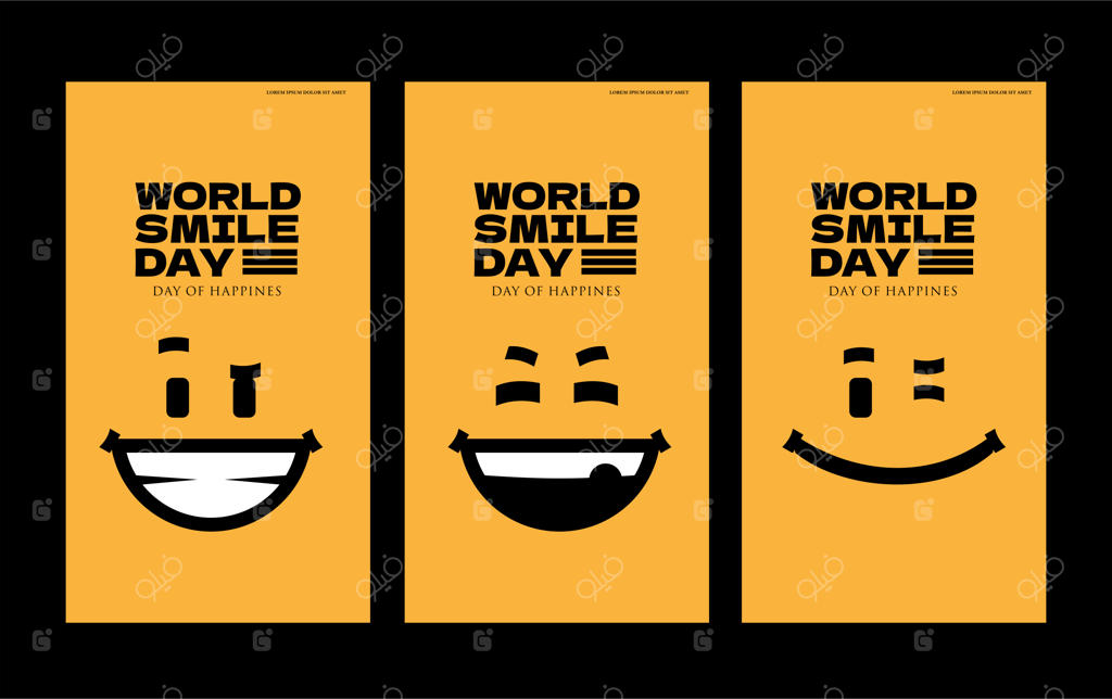 مجموعه طرح‌های برداری برای روز جهانی لبخند: پست استوری اینستاگرام