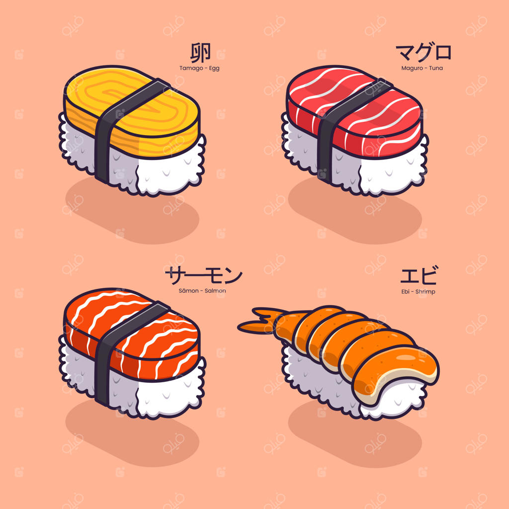 مجموعه تصویرسازی کارتونی سوشی